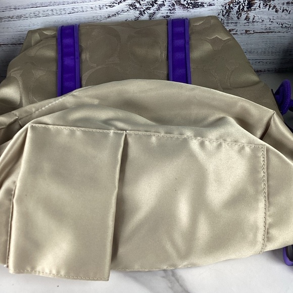 Coach Y2K Poppy F20101 Shoulder hand Bag Khaki Purple Tote Vintage Purse - Picture 12 of 13